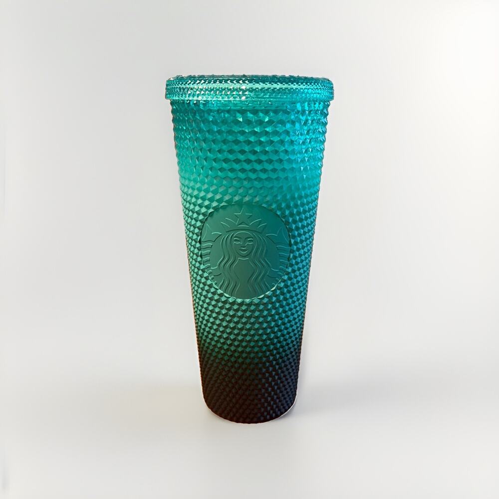 Starbucks 2022 Waxberry Mint Green Ombré Gradient Studded 24oz Venti Tumbler New